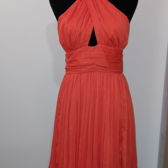 Fall Orange Chiffon Dress - Picture 1 of 10